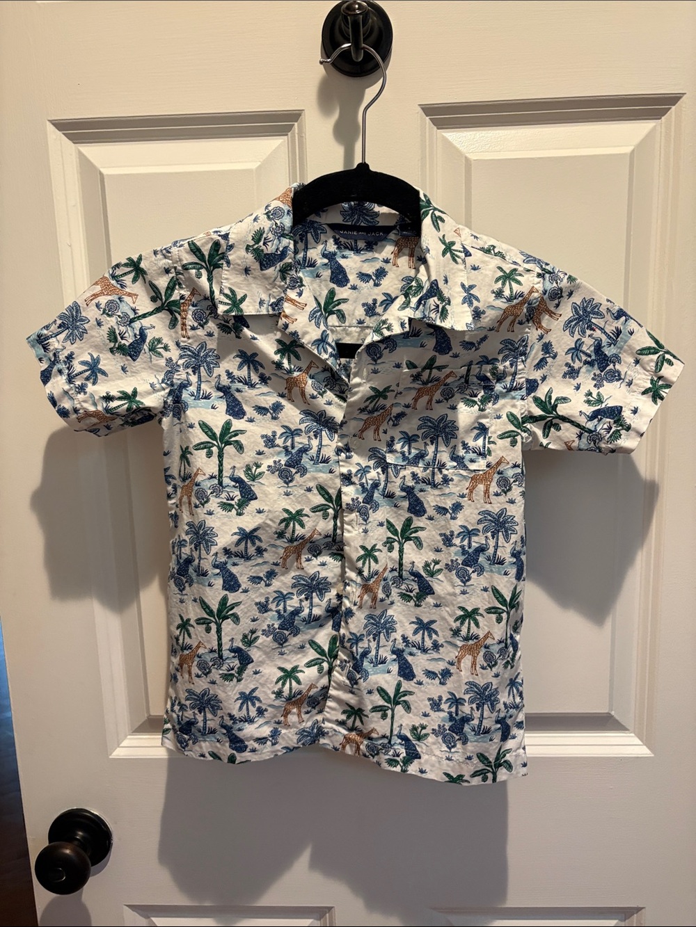 Janie and Jack Blue, Green and Brown Animal & Floral Print Shirt
